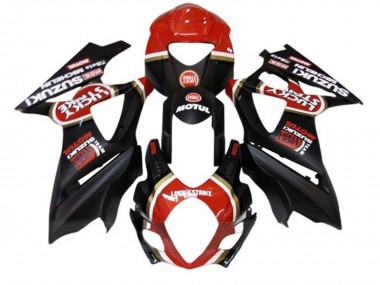 Erschwingliche Suzuki GSXR 1000 Motorrad Verkleidung 2005-2006 - Matt Schwarz Rot Lucky Strike