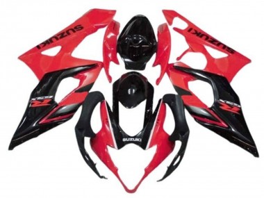 Erschwingliche Suzuki GSXR 1000 Motorrad Verkleidung 2005-2006 - Rot Glanzendes Schwarz Streifen