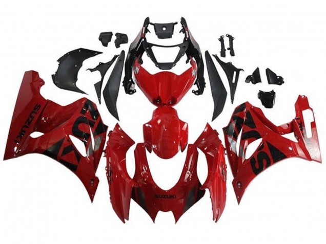 Erschwingliche Suzuki GSXR1000 Motorrad Verkleidung 2017-2024 - Rot Schwarz Silber