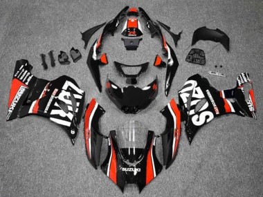 Erschwingliche Suzuki GSXR1000 Motorrad Verkleidung 2017-2024 - Schwarz Rot Weiss Streifen