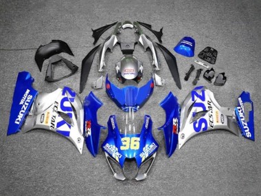 Erschwingliche Suzuki GSXR1000 Motorrad Verkleidung 2017-2024 - Blau Silber Ecstar 36