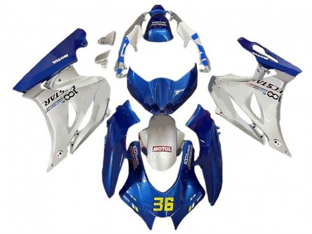 Erschwingliche Suzuki GSXR1000 Motorrad Verkleidung 2017-2024 - Blau Silber Motul 36