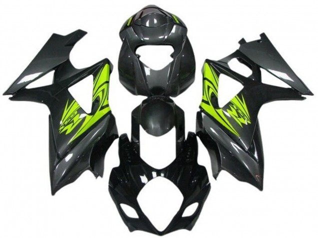 Erschwingliche Suzuki GSXR 1000 Motorrad Verkleidung 2007-2008 - Schwarz Neon Gelb