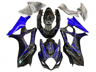 Erschwingliche Suzuki GSXR 1000 Motorrad Verkleidung 2007-2008 - Schwarz Blaue Flamme