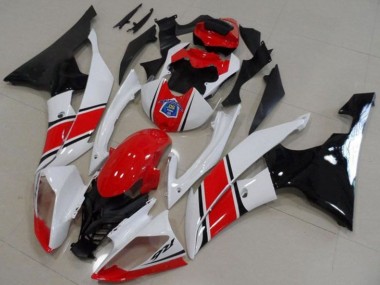 Erschwingliche Yamaha YZF R6 Motorrad Verkleidung Kit 2008-2016 - Weiss Rot Glanzendes Schwarz