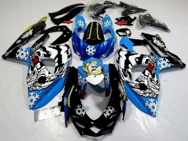 Erschwingliche Suzuki GSXR 1000 Motorrad Verkleidung 2009-2016 - Blau Schwarz Weiss Schnee