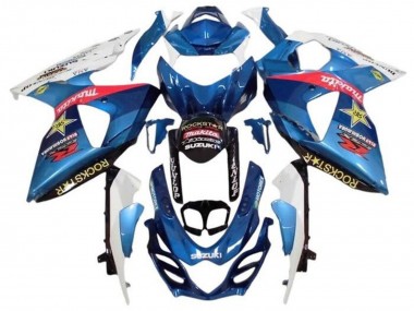 Erschwingliche Suzuki GSXR 1000 Motorrad Verkleidung 2009-2016 - Weiss Hellblau Rot Gelb RockStar