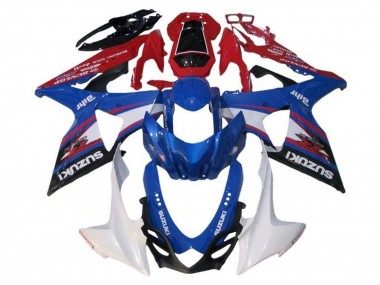 Erschwingliche Suzuki GSXR 1000 Motorrad Verkleidung 2009-2016 - Blau Weiss Rot Schwarz Streifen