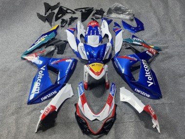 Erschwingliche Suzuki GSXR 1000 Motorrad Verkleidung 2009-2016 - Weiss Blau Rot Gelb Voltcom