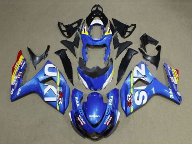 Erschwingliche Suzuki GSXR 1000 Motorrad Verkleidung 2009-2016 - Blau Weiss Gelb Streifen