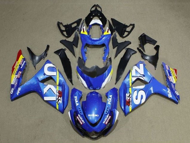 Erschwingliche Suzuki GSXR 1000 Motorrad Verkleidung 2009-2016 - Blau Weiss Gelb Streifen