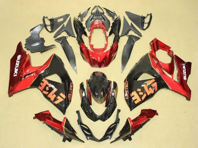 Erschwingliche Suzuki GSXR 1000 Motorrad Verkleidung Kit 2009-2016 - Rot Schwarz
