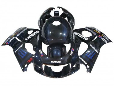 Erschwingliche Suzuki GSXR 600 / GSXR 750 Motorrad Verkleidung 1996-2000 - Schwarz Dunkel blau Monster
