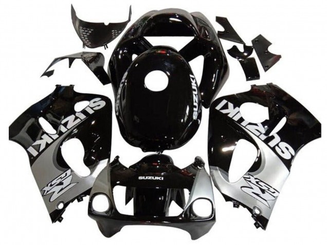 Erschwingliche Suzuki GSXR 600 / GSXR 750 Motorrad Verkleidung 1996-2000 - Schwarz Silber