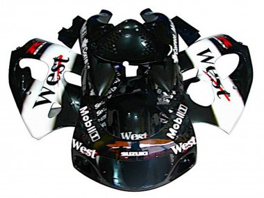 Erschwingliche Suzuki GSXR 600 / GSXR 750 Motorrad Verkleidung 1996-2000 - Schwarz Weiss Weste
