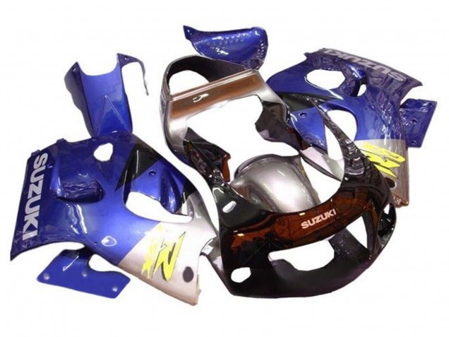 Erschwingliche Suzuki GSXR 600 / GSXR 750 Motorrad Verkleidung 1996-2000 - Blau Silber Schwarz
