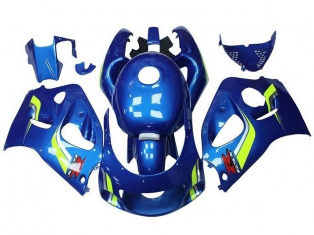 Erschwingliche Suzuki GSXR 600 / GSXR 750 Motorrad Verkleidung 1996-2000 - Blau Gelb Weiss