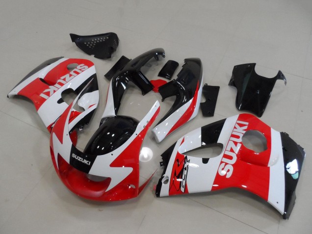 Erschwingliche Suzuki GSXR 600 / GSXR 750 Motorrad Verkleidung 1996-2000 - Rot Weiss Schwarz