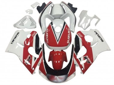 Erschwingliche Suzuki GSXR 600 / GSXR 750 Motorrad Verkleidung 1996-2000 - Rot Weiss Schwarz Streifen