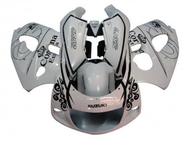 Erschwingliche Suzuki GSXR 600 / GSXR 750 Motorrad Verkleidung 1996-2000 - Weiss Schwarz Corona Extra