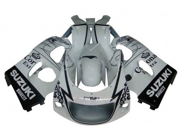 Erschwingliche Suzuki GSXR 600 / GSXR 750 Motorrad Verkleidung 1996-2000 - Weiss Schwarz Tribal Corona