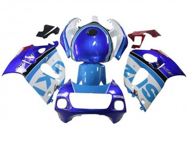 Erschwingliche Suzuki GSXR 600 / GSXR 750 Motorrad Verkleidung 1996-2000 - Weiss Blau Streifen