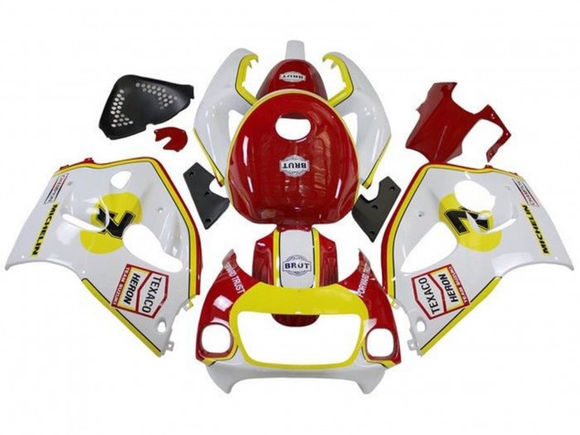 Erschwingliche Suzuki GSXR 600 / GSXR 750 Motorrad Verkleidung 1996-2000 - Weiss Rot Gelb Texaco
