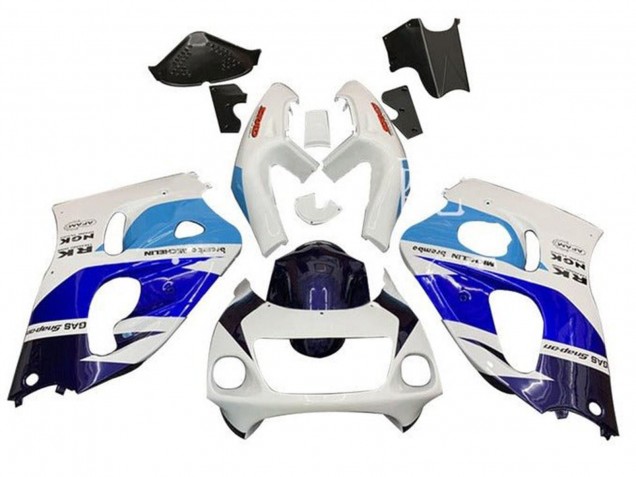 Erschwingliche Suzuki GSXR 600 / GSXR 750 Motorrad Verkleidung 1996-2000 - Weiss Triple Blau