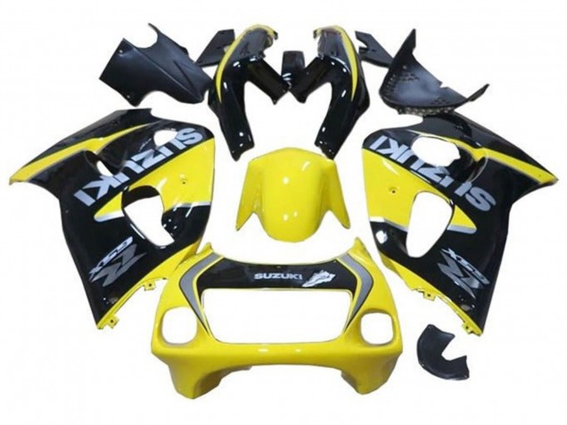 Erschwingliche Suzuki GSXR 600 / GSXR 750 Motorrad Verkleidung 1996-2000 - Gelb Schwarz Silber