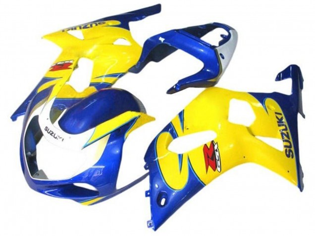 Erschwingliche Suzuki GSXR 600 / GSXR 750 Motorrad Verkleidung 2001-2003 - Blau Gelb Weiss