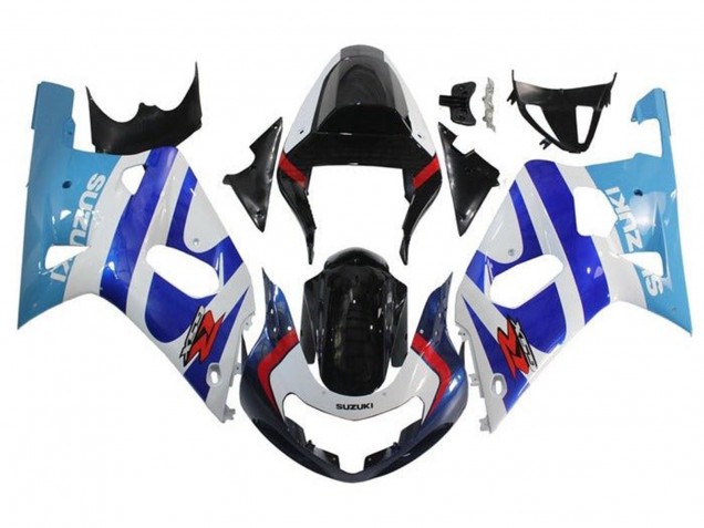 Erschwingliche Suzuki GSXR 600 / GSXR 750 Motorrad Verkleidung 2001-2003 - Weiss Triple Blau Glanzendes Schwarz Rot