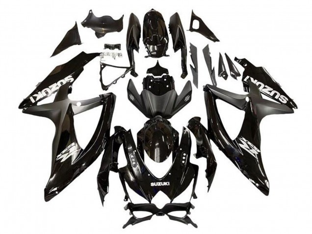Erschwingliche Suzuki GSXR 600 / GSXR 750 Motorrad Verkleidung 2008-2010 - Glanzendes Schwarz Matt Schwarz