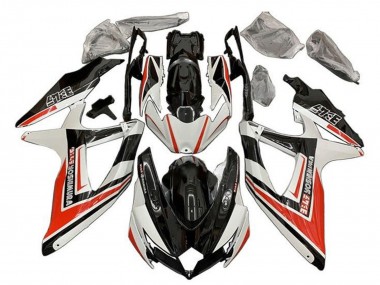Erschwingliche Suzuki GSXR 600 / GSXR 750 Motorrad Verkleidung 2008-2010 - Weiss Orange Glanzendes Schwarz Yoshimura