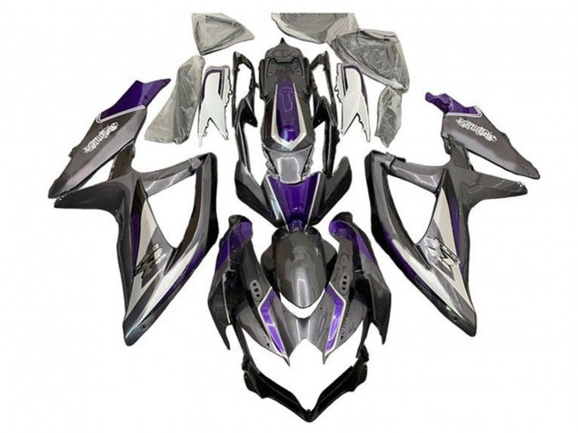 Erschwingliche Suzuki GSXR 600 / GSXR 750 Motorrad Verkleidung 2008-2010 - Silber Grau Lila