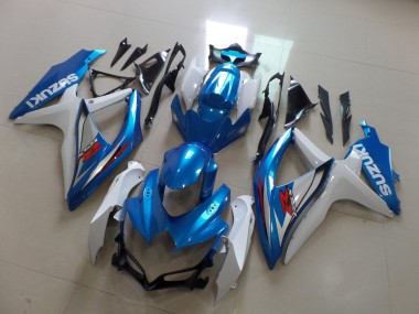 Erschwingliche Suzuki GSXR 600 / GSXR 750 Motorrad Verkleidung 2008-2010 - Weiss Hellblau Rot