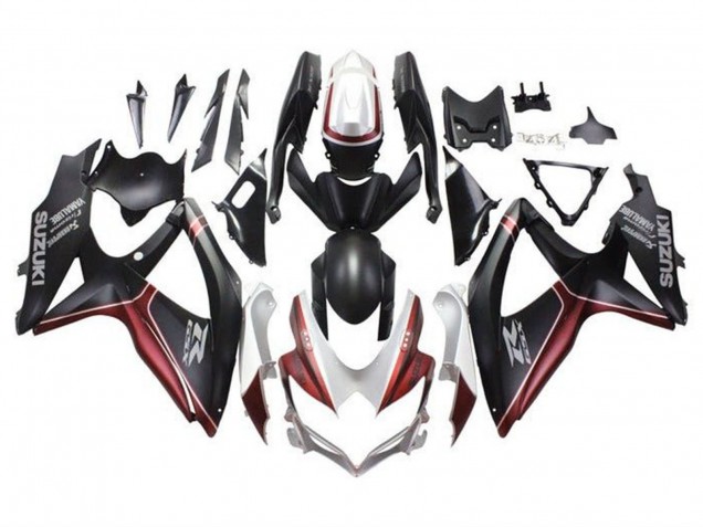 Erschwingliche Suzuki GSXR 600 / GSXR 750 Motorrad Verkleidung 2008-2010 - Weiss Rot Matt Schwarz