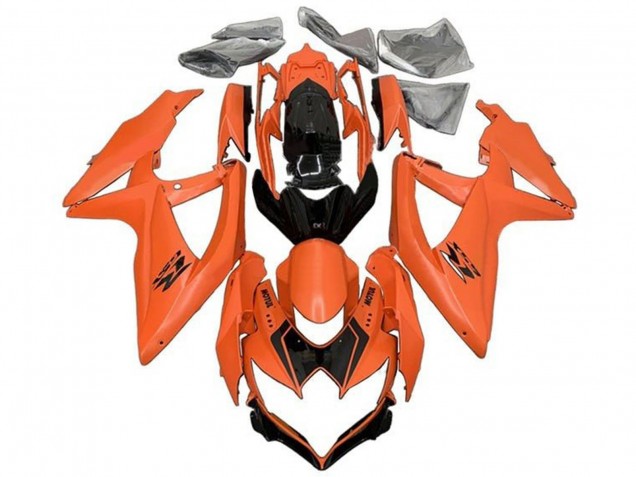 Erschwingliche Suzuki GSXR 600 / GSXR 750 Motorrad Verkleidung 2008-2010 - Orange Glanzendes Schwarz