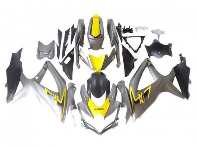 Erschwingliche Suzuki GSXR 600 / GSXR 750 Motorrad Verkleidung 2008-2010 - Silber Gelb Schwarz