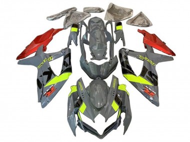 Erschwingliche Suzuki GSXR 600 / GSXR 750 Motorrad Verkleidung 2008-2010 - Nardo Grau Neon Gelb Rot Schwarz