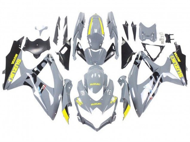 Erschwingliche Suzuki GSXR 600 / GSXR 750 Motorrad Verkleidung 2008-2010 - Nardo Grau Gelb Schwarz