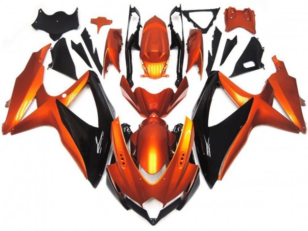 Erschwingliche Suzuki GSXR 600 / GSXR 750 Motorrad Verkleidung 2008-2010 - Orange Schwarz