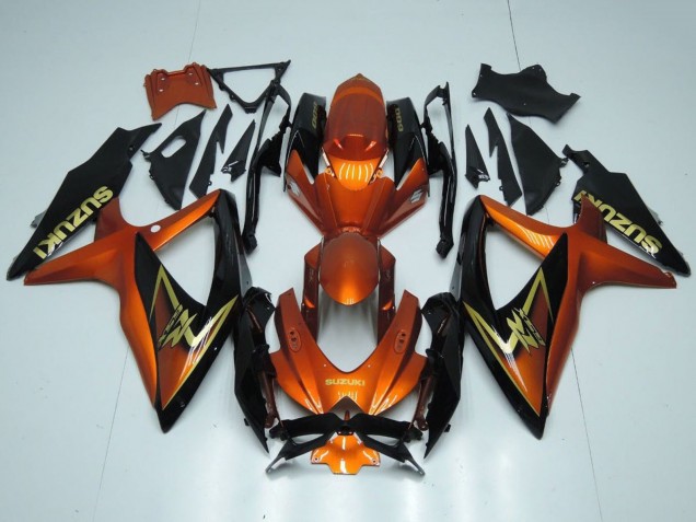 Erschwingliche Suzuki GSXR 600 / GSXR 750 Motorrad Verkleidung 2008-2010 - Orange Gold Schwarz