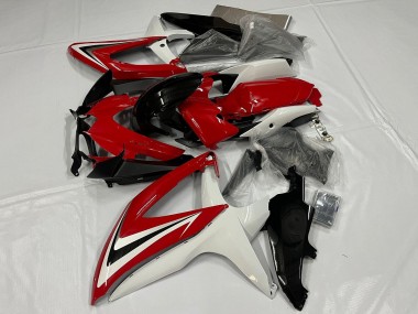 Erschwingliche Suzuki GSXR 600 / GSXR 750 Motorrad Verkleidung 2008-2010 - Weiss Rot Glanzendes Schwarz