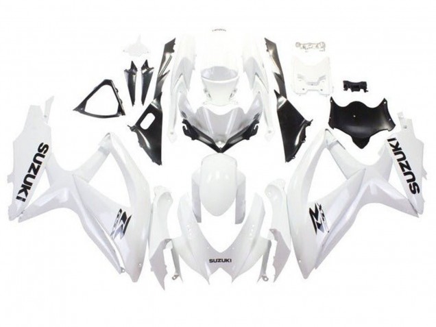 Erschwingliche Suzuki GSXR 600 / GSXR 750 Motorrad Verkleidung 2008-2010 - Weiss Schwarz