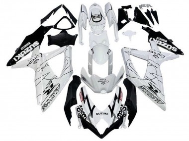 Erschwingliche Suzuki GSXR 600 / GSXR 750 Motorrad Verkleidung 2008-2010 - Weiss Schwarz Alstare Corona Extra Motul