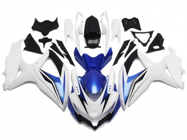 Erschwingliche Suzuki GSXR 600 / GSXR 750 Motorrad Verkleidung 2008-2010 - Weiss Blau Schwarz