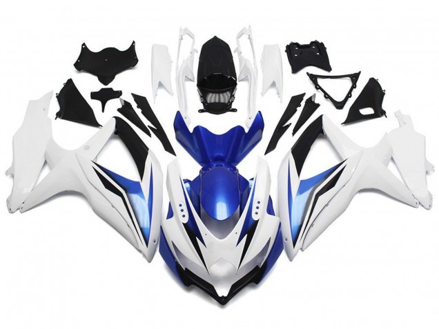 Erschwingliche Suzuki GSXR 600 / GSXR 750 Motorrad Verkleidung 2008-2010 - Weiss Blau Schwarz