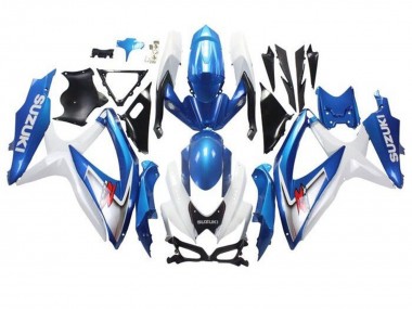 Erschwingliche Suzuki GSXR 600 / GSXR 750 Motorrad Verkleidung 2008-2010 - Weiss Hellblau Rot
