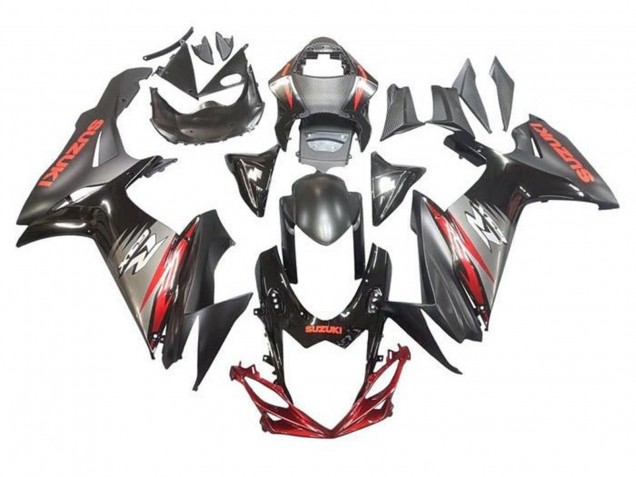 Erschwingliche Suzuki GSXR 600 / GSXR 750 Motorrad Verkleidung 2011-2024 - Schwarz Grau Rot