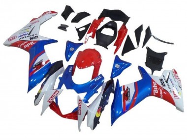 Erschwingliche Suzuki GSXR 600 / GSXR 750 Motorrad Verkleidung 2011-2024 - Blau Weiss Rot Motul